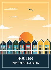 A line of houses in Houten, Netherlands