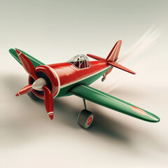 Naklejka premium Merry Flight: 3D Christmas llustration Toy Plane with Sparkly Smoke Trail