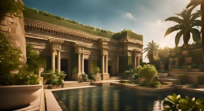 Hanging Gardens of Babylon. The 7 Wonders of the Ancient World.