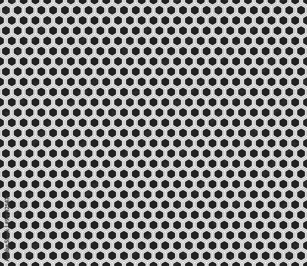 Poster pattern of geometric shapes. rounded hexagons mosaic pattern with inner solid cells. hexagon shapes.