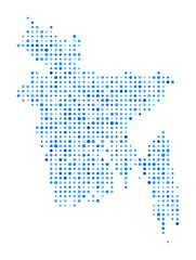 Bangladesh Dot Map. Country Digital Style Shape. Bangladesh vector image. Country shape blue circular dots. Creative vector illustration.