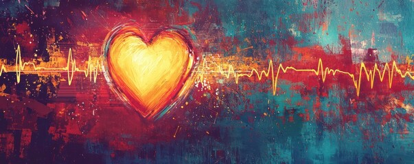 An artistic depiction of a heartbeat set against a medical backdrop, representing health and medical technology.