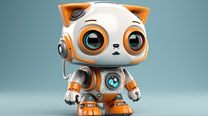 Cute robotic cat character in a futuristic design