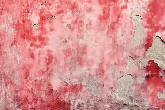 light red vintage concrete wall with rough brush strokes and plaster, Generative AI