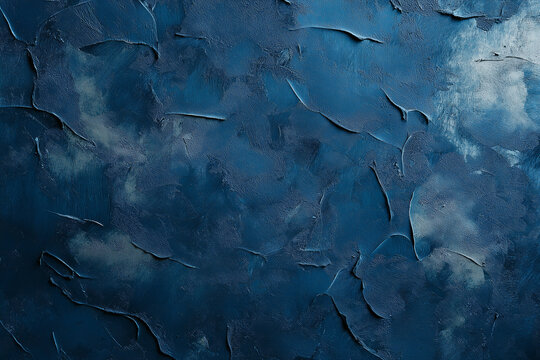 vintage dark blue concrete wall with rough brush strokes and plaster, offering a grungy, textured backdrop for design. Generative AI
