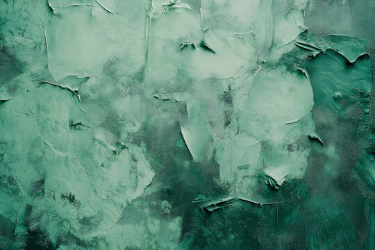 light green vintage concrete wall with rough brush strokes and plaster, featuring a grungy, textured surface ideal for design. Generative AI