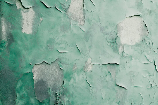 light green vintage concrete wall with rough brush strokes and plaster, featuring a grungy, textured surface ideal for design. Generative AI