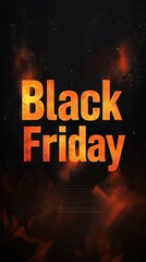 Smoky Black Friday Banner with Fiery Orange Text and Dark Background
