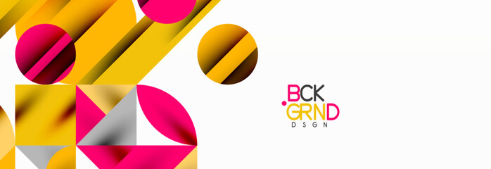 Trendy colorful circles, lines, arrows, triangles and other geometric shapes. Vector Illustration For Wallpaper, Banner, Background, Card, Book Illustration, landing page