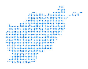 Fototapeta premium Afghanistan Dot Map. Country Digital Style Shape. Afghanistan vector image. Country shape blue circular dots. Trending vector illustration.