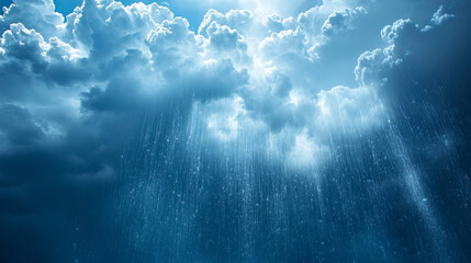 A downburst of rain is pouring down from a thunderstorm.