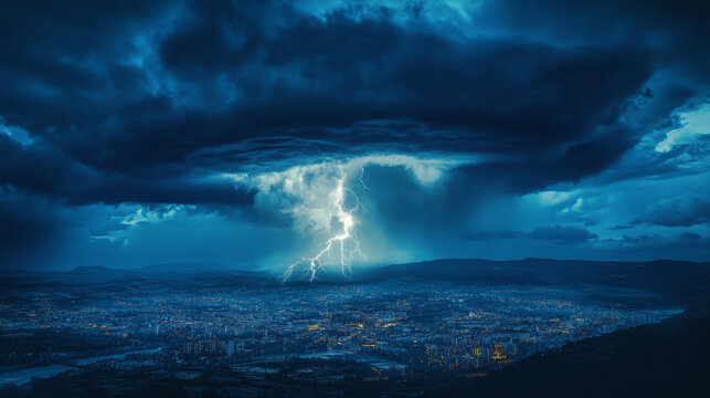 A downburst of rain is pouring down from a thunderstorm.