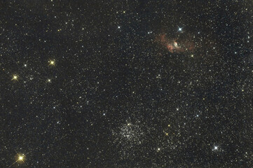 M 52 et NGC 7635 la nébuleuse de la bulle