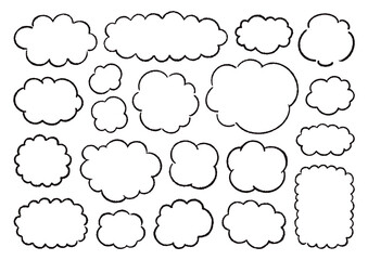 手描きのもこもこの吹き出しのセット