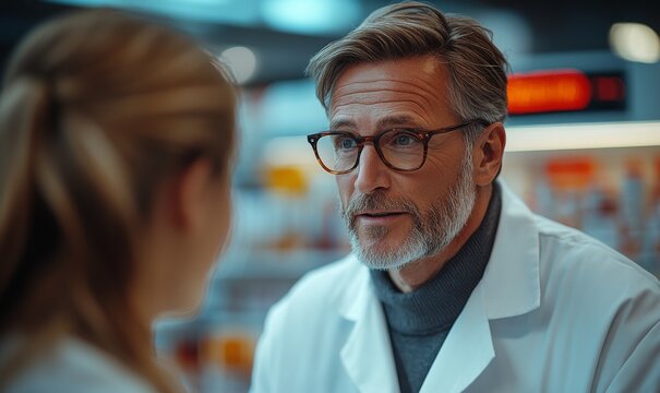 A pharmacist in a modern pharmacy. Generative AI