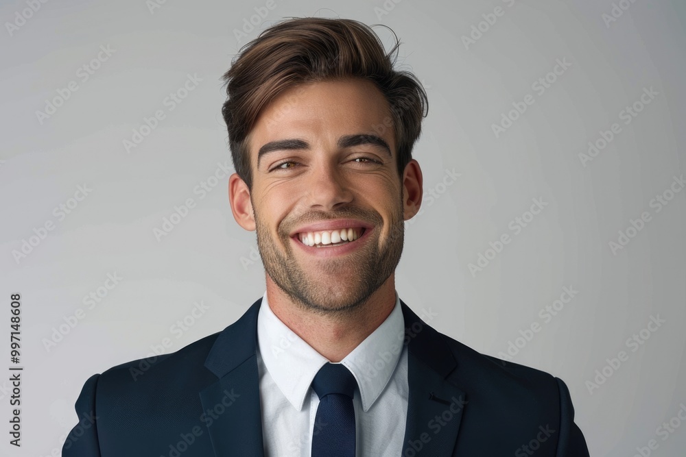 Wall mural handsome smiling business man isolated on a white background