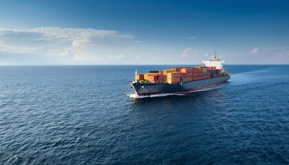 Cargo ship on the ocean. Generated image