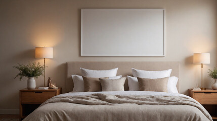 A concept image of a master bedroom interior design mockup template, high-resolution 3d illustration interior rendering.