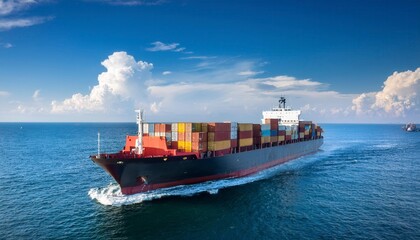 Cargo ship on the ocean. Generated image