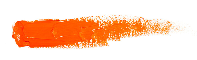 Orange yellow brush stroke isolated on white background. Orange abstract stroke. Colorful...