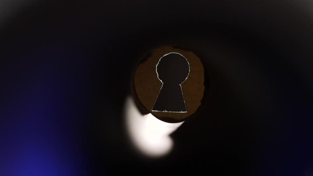 close up view from inside keyhole in door