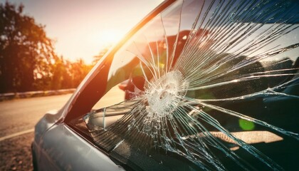 Obraz premium Broken Windshield. Generated image