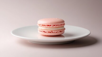 Delicate Pastel Macaron on White Plate