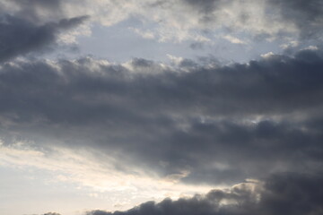 dark clouds intruding on blue skies