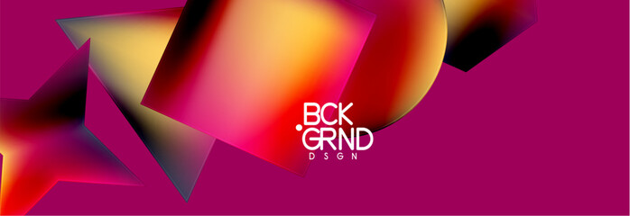 Neon color geometric shapes square triangle circle abstract background. Vector Illustration For Wallpaper, Banner, Background, Card, Book Illustration, landing page