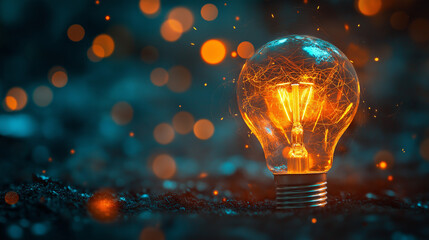 A conceptual image showcasing a light bulb as a metaphor for an innovative breakthrough and smart idea, symbolizing genius marketing strategy planning and creative thinking in business