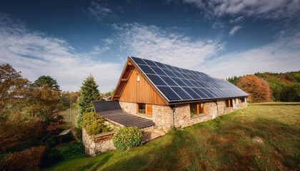 Solar panel on the roof house. Generated image