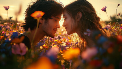 Amidst, a field of blooming wildflowers, their love blossomed, and he expressed his feelings