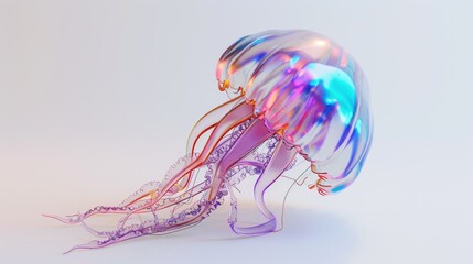 Fototapeta premium Holo 3D shape in the form of a jellyfish. AI generative.