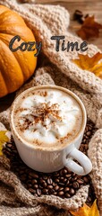 Cozy relaxing fall autumn coffee background