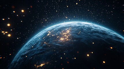 New Year's Eve scene where the fireworks are replaced by bursts of light from the stars themselves each one pulsing in time with the heartbeat of the planet