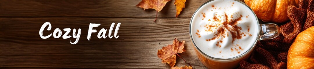 Cozy relaxing fall autumn coffee background