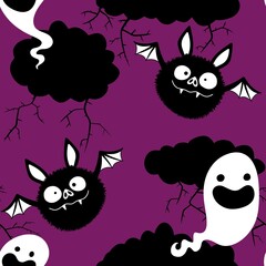 Halloween animals seamless bats vampire pattern for wrapping paper and fabrics