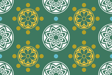 Seamless Vector Easter Pattern with Floral Ornaments for Vintage Decor