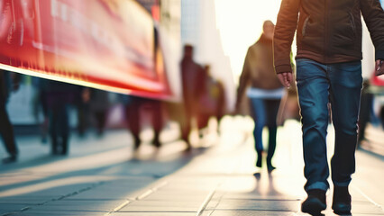 Fototapeta premium Crowded city street blurred background.