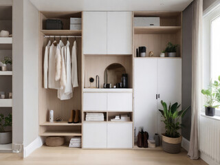 Minimalist comfortable storage in modern interior.