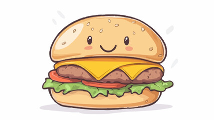 Cheerful Cheeseburger Icon with Smiling Face