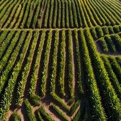 Fototapeta premium Aerial View of Corn Maze with Farm