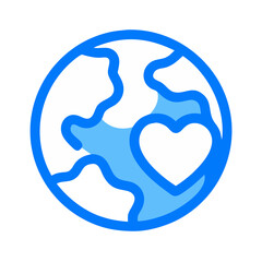 Fototapeta premium A blue and white circle with a heart in the middle. The heart is surrounded by a blue line. The circle is the Earth and the heart represents love