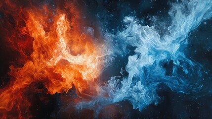 Abstract fire and ice elements in cosmic space, providing a dynamic and vibrant visual for artists and designers to use in their work