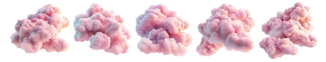 Fluffy cloud set isolated Png, transparent without background.
