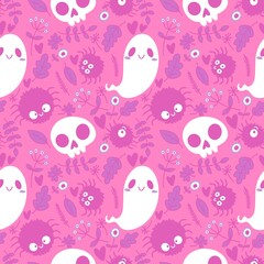 Halloween ghost seamless cartoon pattern for wrapping paper and fabrics