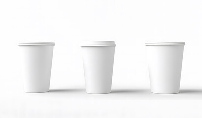  Three Blank Paper Cups on a White Background design