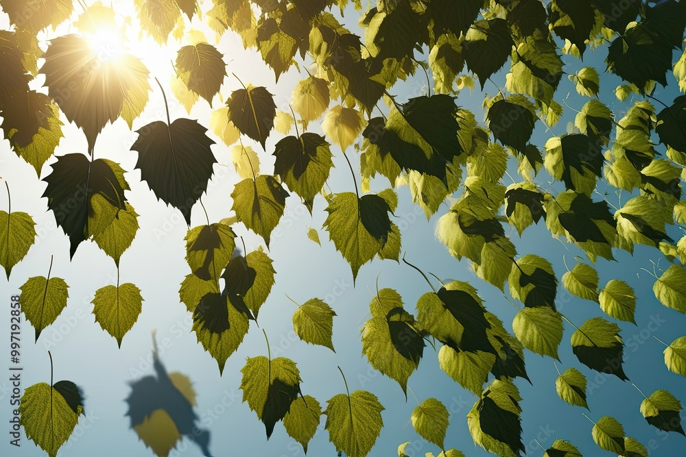 Poster realistic dynamic movement of shadowy leaves under sunshine on isolated backgrounds 3d rendering