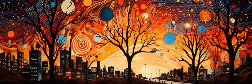 Chinese New Year scene where the fireworks explode into intricate abstract patterns resembling the Chinese zodiac signs each lighting up the sky with vibrant colors