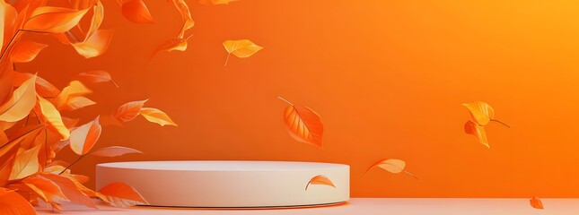 Halloween minimal scene 3d with smoke and podium platform. Halloween background vector 3d rendering with pumpkin podium. stand to show products. Stage Showcase on pedestal modern orange pumpkin pastel